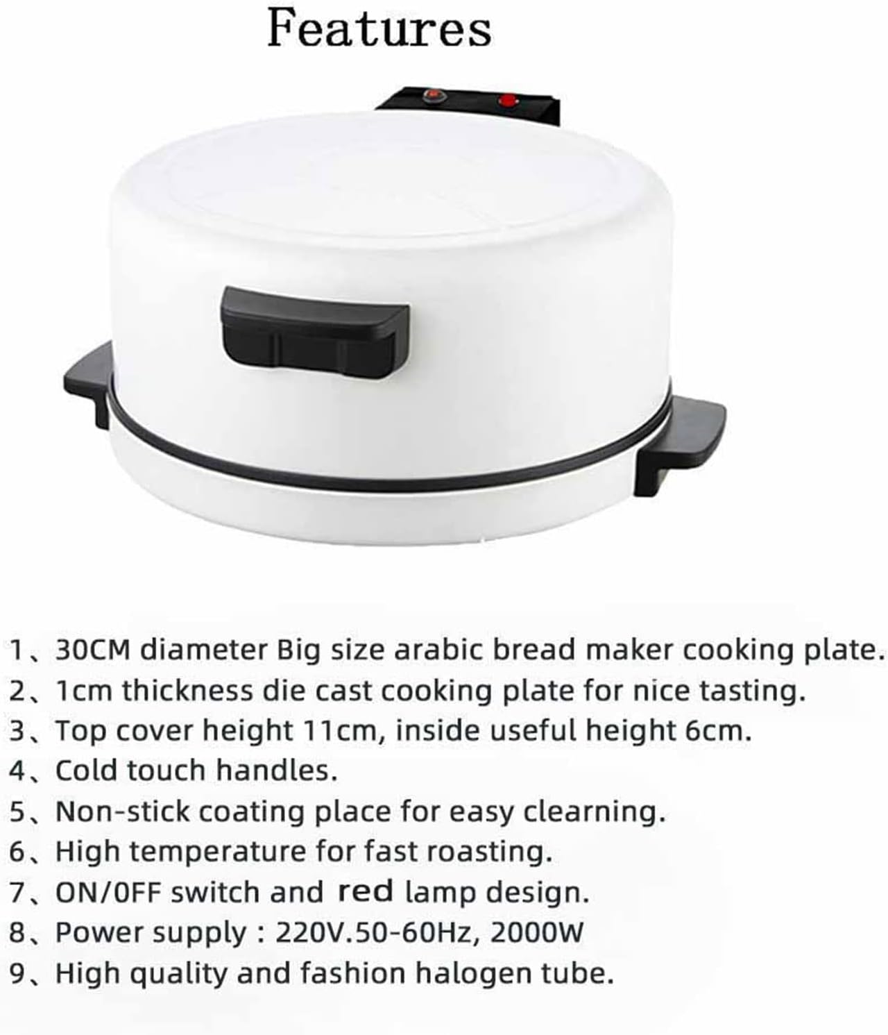 2000W Electric Non-Stick Pizza Maker Oven