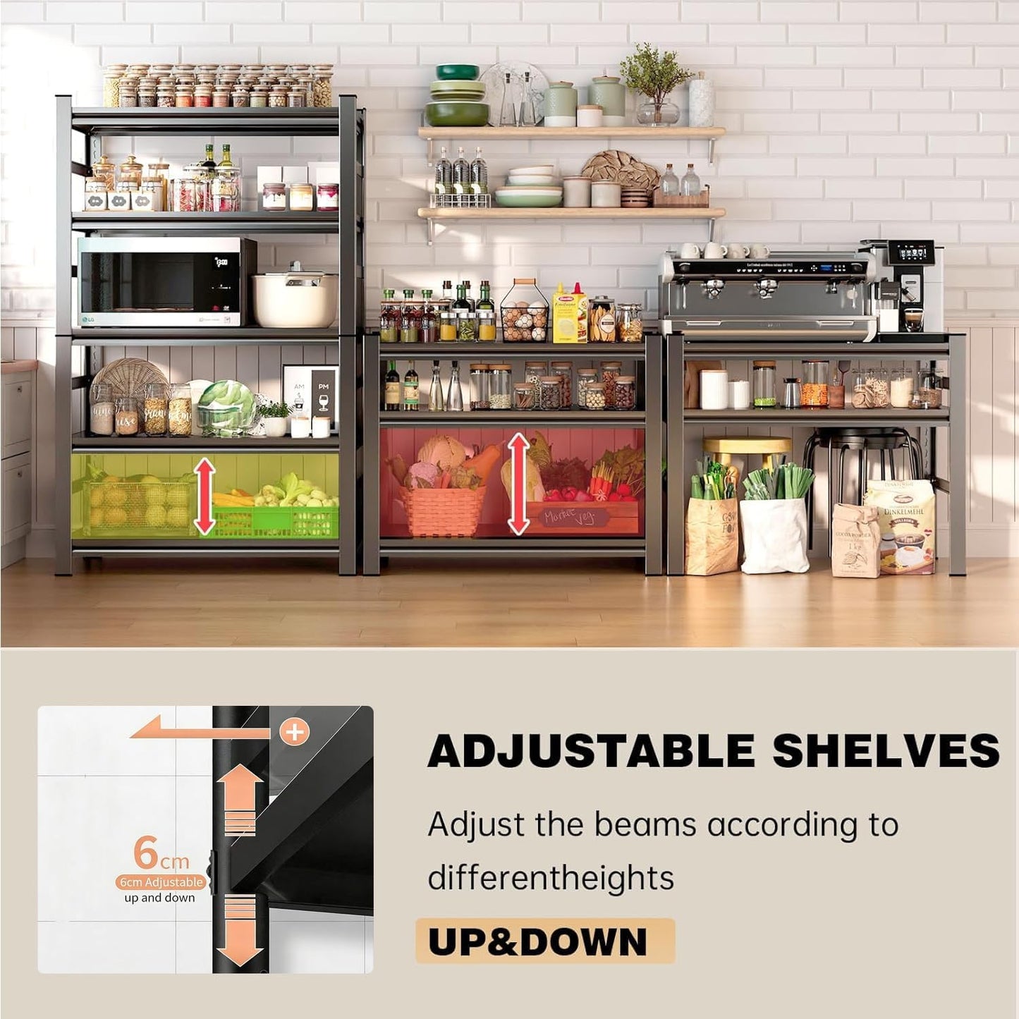Freestanding Adjustable Kitchen Storage Rack